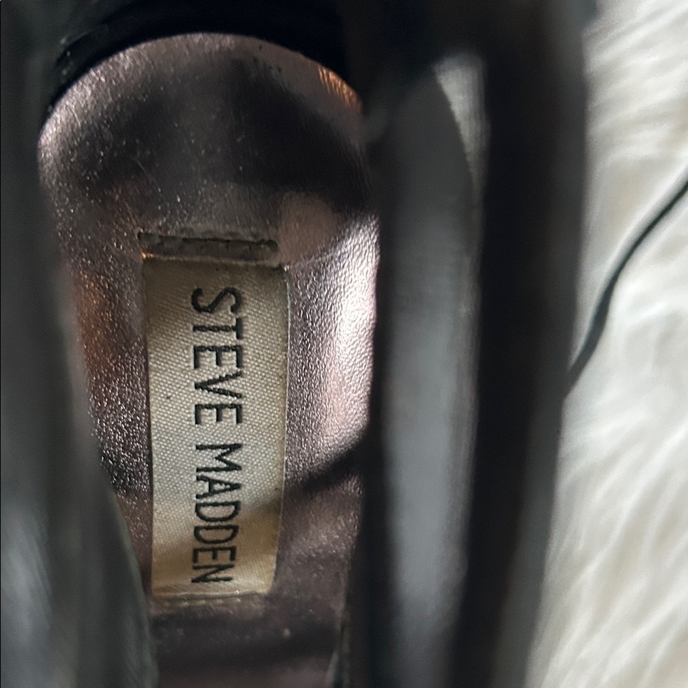 Steve Madden Dax Black Lace-Up Zip-back cow suede high heels 8M 5 inch heel sexy - Picture 2 of 10
